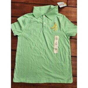 Nwt Shoet Sleeved Green Polo With Banana Bunch, Size Small (6/7)